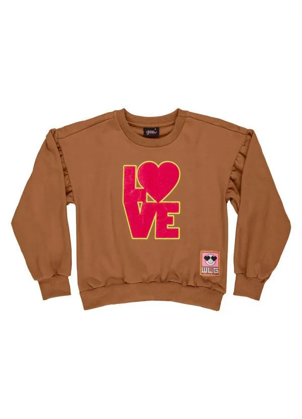 Gloss - Blusão Love Infantil Menina Moletom Marrom 3