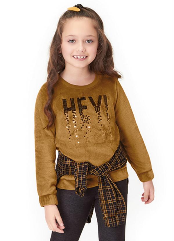 Marisol - Blusão Manga Longa Peluciado Infantil Marrom