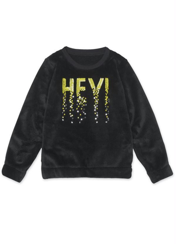 Marisol - Blusão Manga Longa Peluciado Infantil Preto