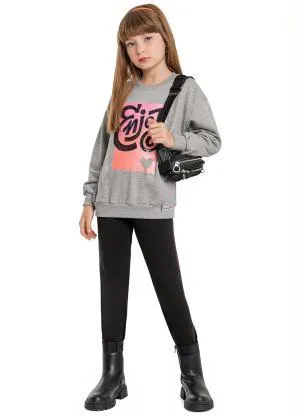 Gloss - Blusão Menina Infantil com Bordado Cinza - GLOSS