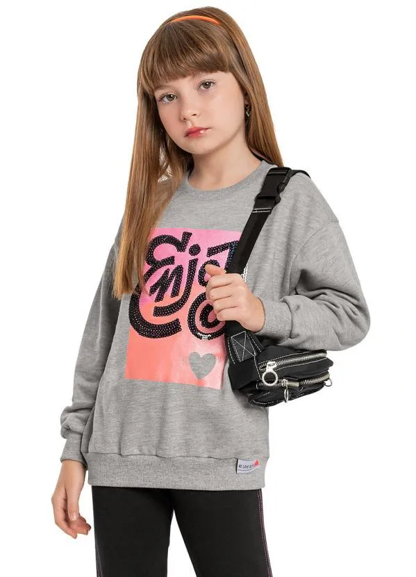 Gloss - Blusão Menina Infantil com Bordado Cinza