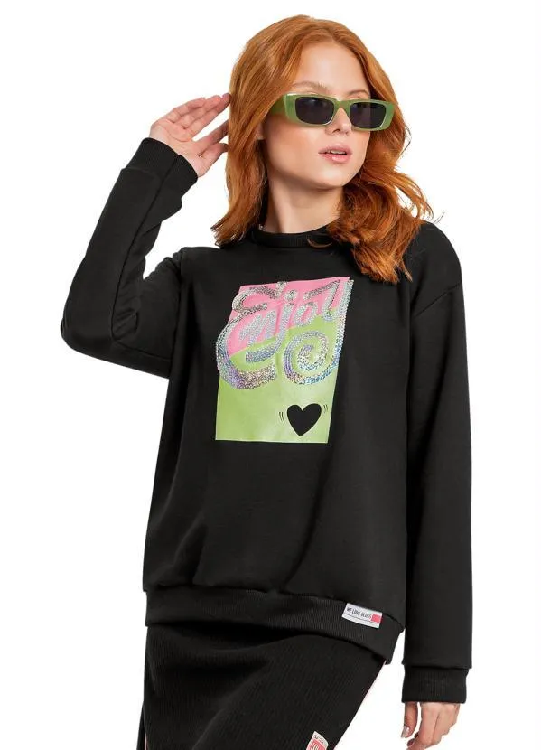 Gloss - Blusão Menina Infantil com Bordado Preto 1