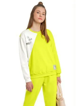 Gloss - Blusão Menina Juvenil em Moletom Amarelo - GLOSS