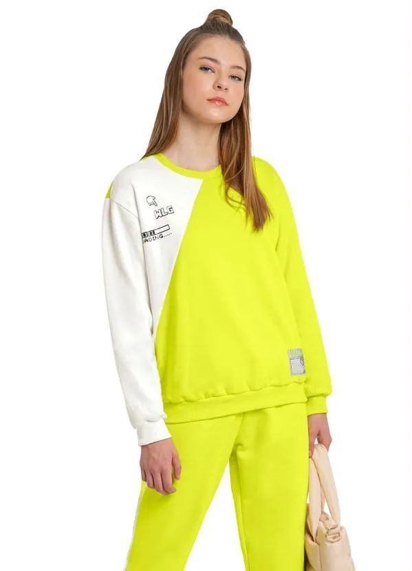 Gloss - Blusão Menina Juvenil em Moletom Amarelo