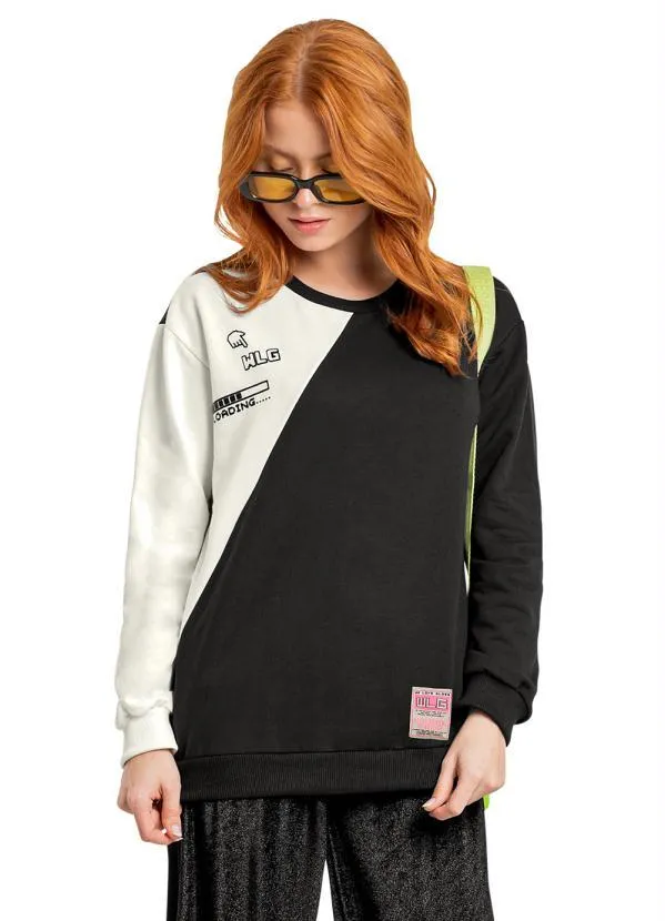 Gloss - Blusão Menina Juvenil em Moletom Preto