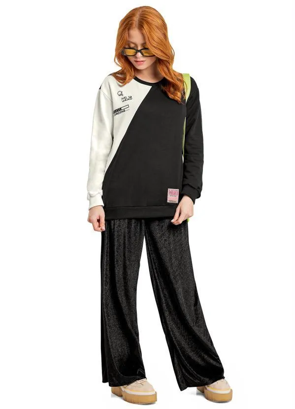 Gloss - Blusão Menina Juvenil em Moletom Preto 2