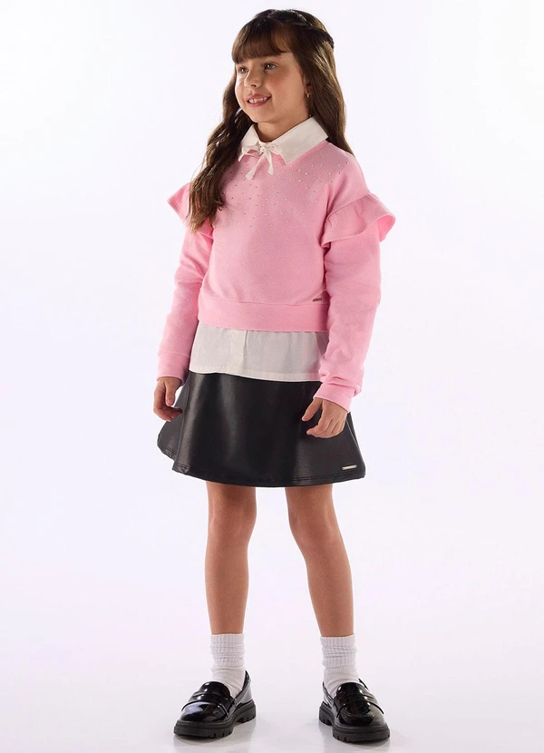 Quimby - Blusão Molecotton Babado Strass Rosa 2