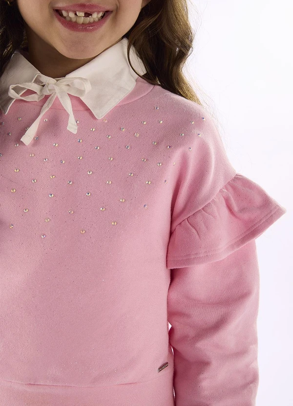 Quimby - Blusão Molecotton Babado Strass Rosa 3