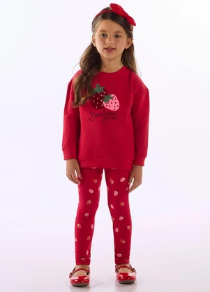 Up Baby - Blusão Moletom Bordado Morango Vermelho - UP BABY