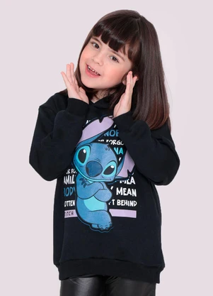 Torra - Blusão Moletom Infantil Stitch Preto - TORRA