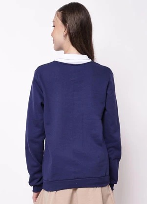 Torra - Blusão Moletom Juvenil Gola Polo Marinho - TORRA