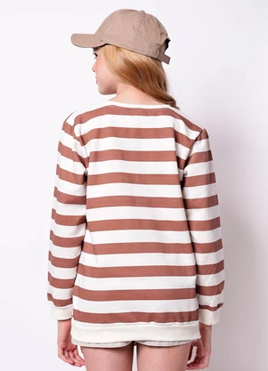Torra - Blusão Moletom Juvenil Listrado Ny Off White - TORRA