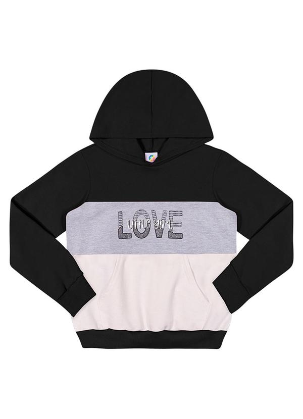 Alenice - Blusão Moletom Love Menina Preto