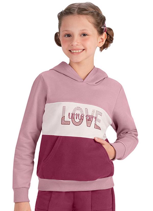 Alenice - Blusão Moletom Love Menina Rosa