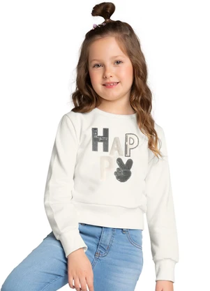 Kyly - Casaco Cropped Infantil Menina Bordado Bege - KYLY