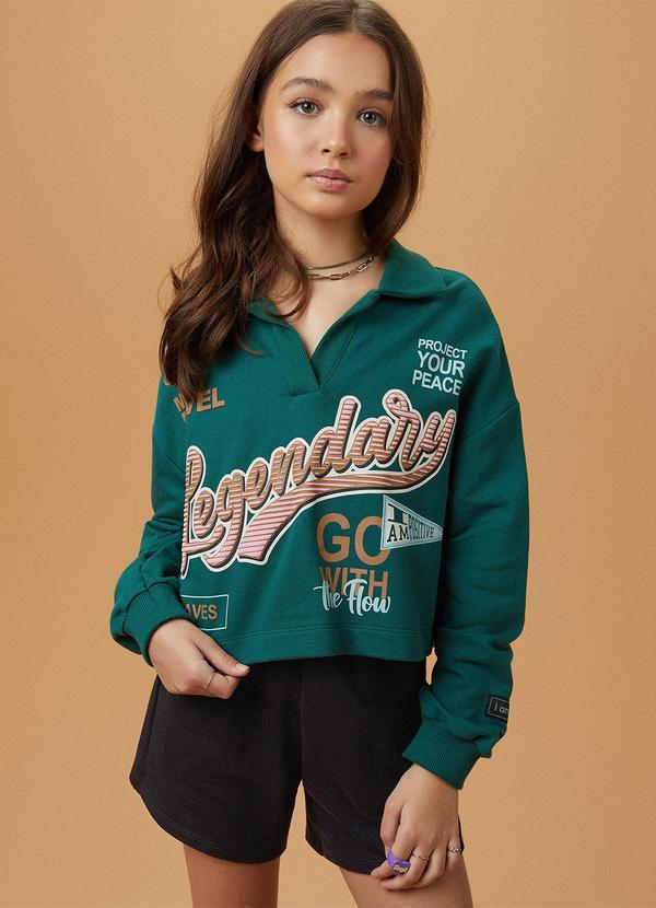 I Am - Casaco de Moletom com Gola Polo Verde 5