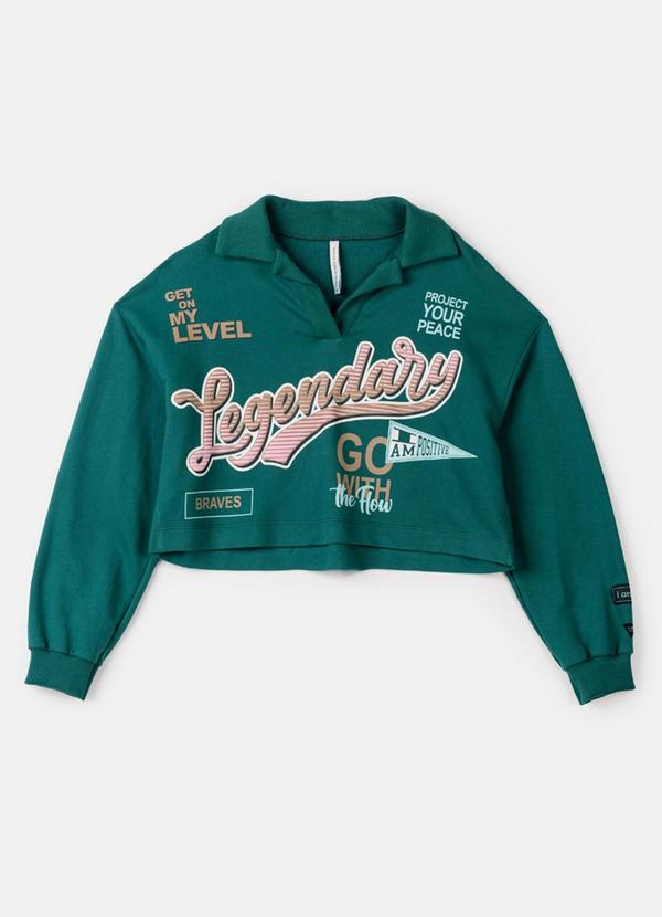 I Am - Casaco de Moletom com Gola Polo Verde 6