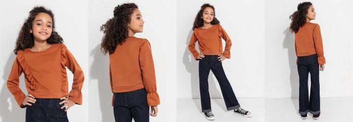 Casaco Infantil Caramelo com Babado