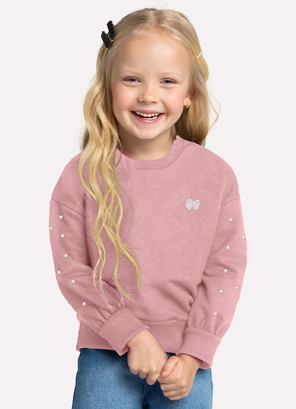 Milon - Casaco Infantil  com Pérolas Milon Rosa