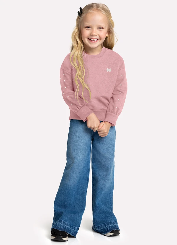 Milon - Casaco Infantil  com Pérolas Milon Rosa 2