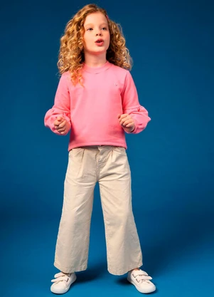 Bugbee - Casaco Infantil em Moletom Feltpado Rosa - BUGBEE