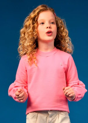 Bugbee - Casaco Infantil em Moletom Feltpado Rosa - BUGBEE