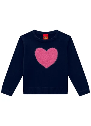 Kyly - Casaco Infantil Menina Coração Azul - KYLY