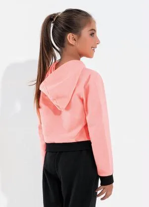 Outlet - Casaco Infantil Rosa Neon com Capuz - OUTLET