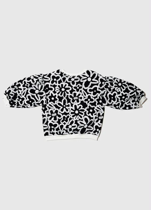 Fábula - Casaco Menina de Moletom Blume Preto 2