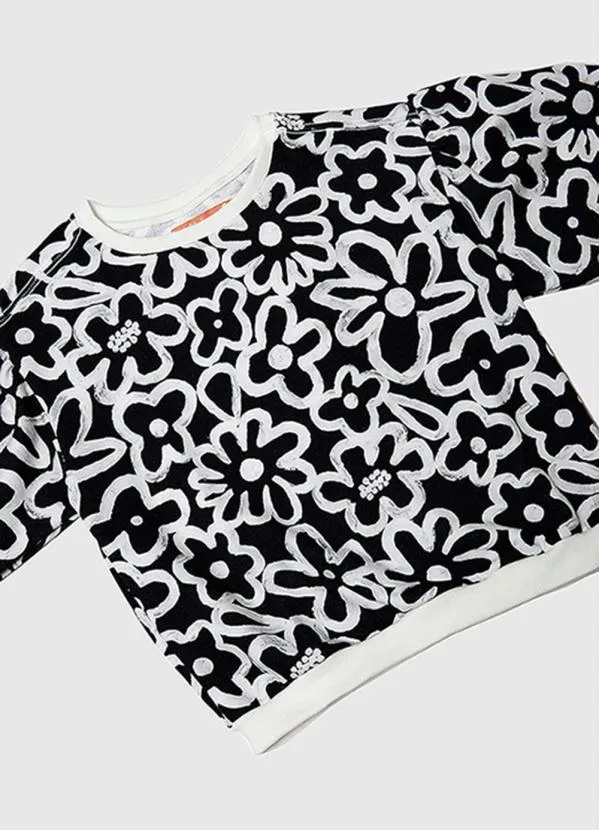 Fábula - Casaco Menina de Moletom Blume Preto 3