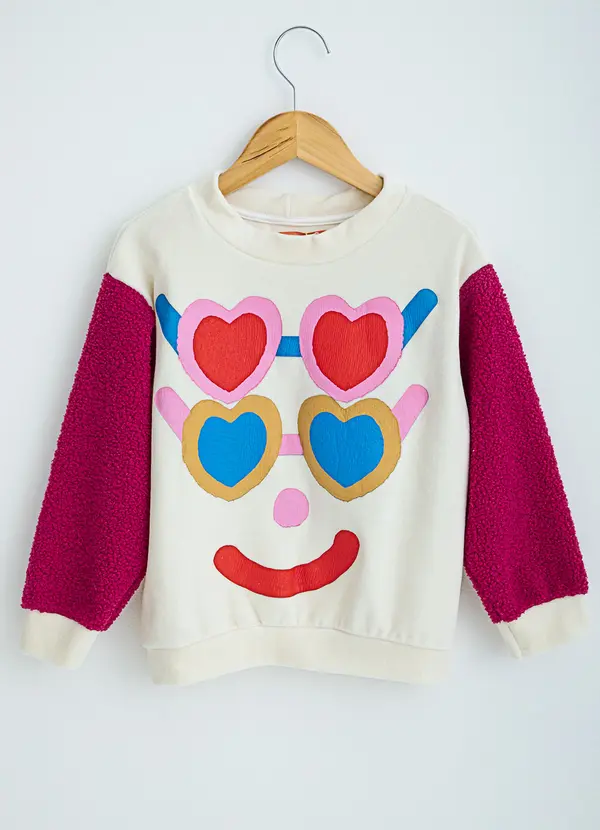 Fábula - Casaco Menina de Moletom Caretinha Branco 1