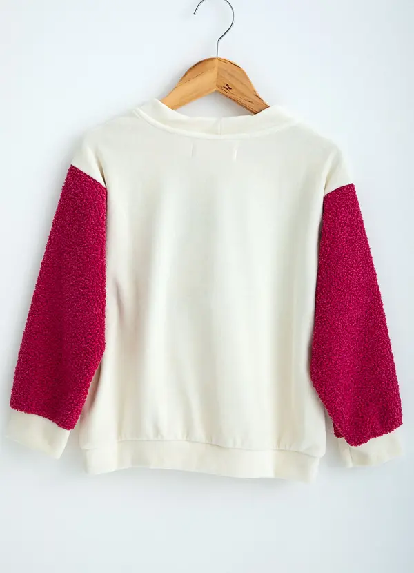 Fábula - Casaco Menina de Moletom Caretinha Branco 3