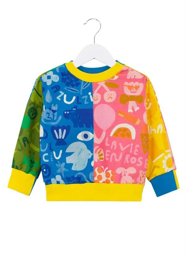 Fábula - Casaco Menina de Moletom Cordeque Estampado