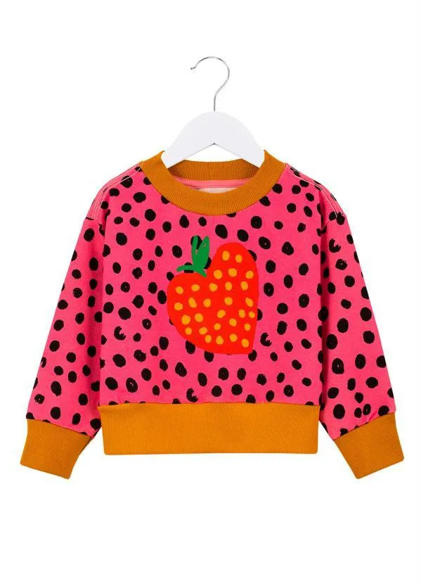 Fábula - Casaco Menina de Moletom Silk Poá Amorango Rosa