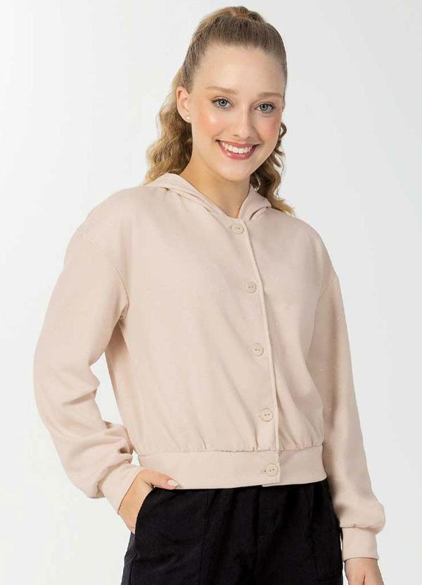 Bjoe - Casaco Moletom Juvenil com Capuz Bege