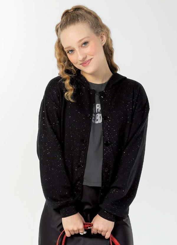 Bjoe - Casaco Moletom Juvenil com Capuz Preto