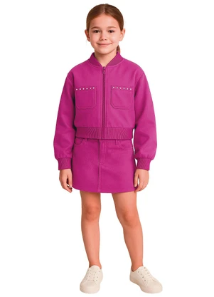 Malwee Kids - Jaqueta Box em Moletinho Texturizado Rosa Escuro - MALWEE KIDS