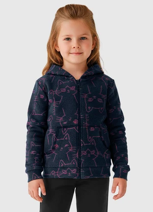 Malwee Kids - Jaqueta Gatinhos em Moletom Azul Marinho - MALWEE KIDS
