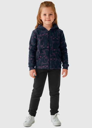 Malwee Kids - Jaqueta Gatinhos em Moletom Azul Marinho - MALWEE KIDS