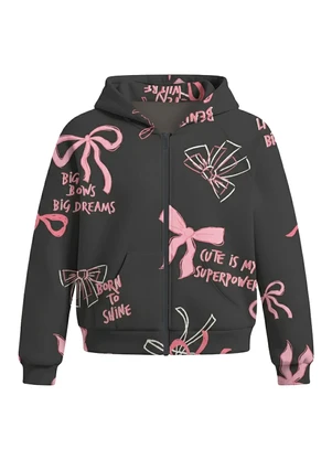 Malwee Kids - Jaqueta Lacinhos em Moletom Preto - MALWEE KIDS
