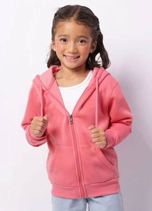 Torra - Jaqueta Moletom Infantil Peluciada Capuz Rosa - TORRA