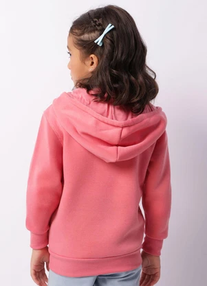 Torra - Jaqueta Moletom Infantil Peluciada Capuz Rosa - TORRA