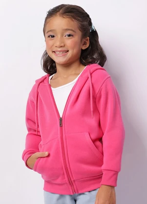 Torra - Jaqueta Moletom Infantil Peluciada Capuz Rosa - TORRA