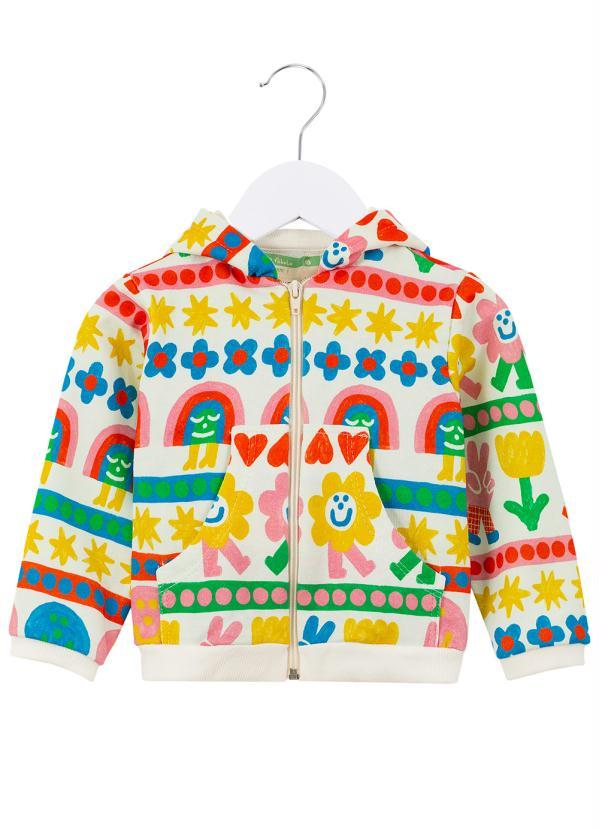 Fábula - Moletom de Malha Bebê Capuz Sorria Estampado