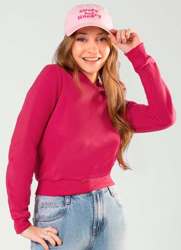 Cativa - Moletom Feminino Juvenil com Capuz Rosa