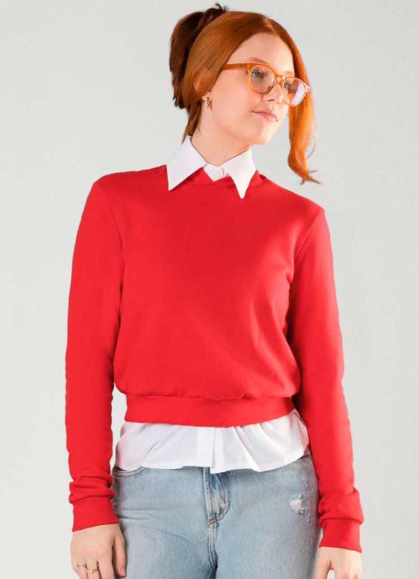 Cativa - Moletom Feminino Juvenil com Capuz Vermelho