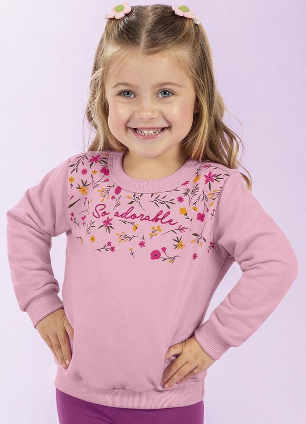 Cativa Kids - Moletom Peluciado Feminino com Glitter Rosa