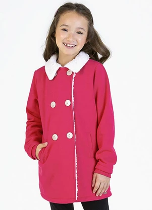 Soft Bonni - Parka Infantil em Moletom e Pelo Sherpa Rosa - SOFT BONNI