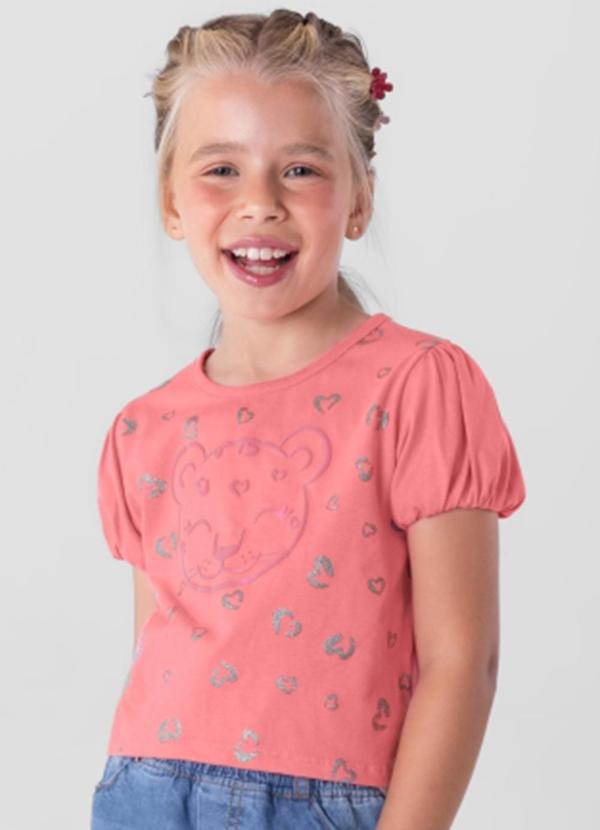 Brandili - Blusa Cropped Infantil Menina em Malha  Rosa