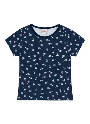 Brandili - Blusa Estampada Infantil Menina em Malha  Azul - BRANDILI